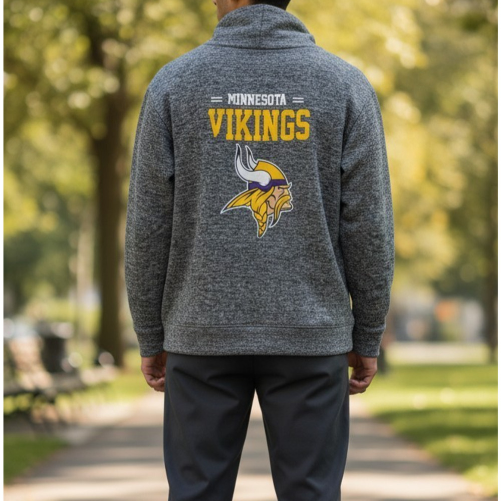 Minnesota Vikings Zip Up Hoodie Men's XXL Gray and Brown With Graphics